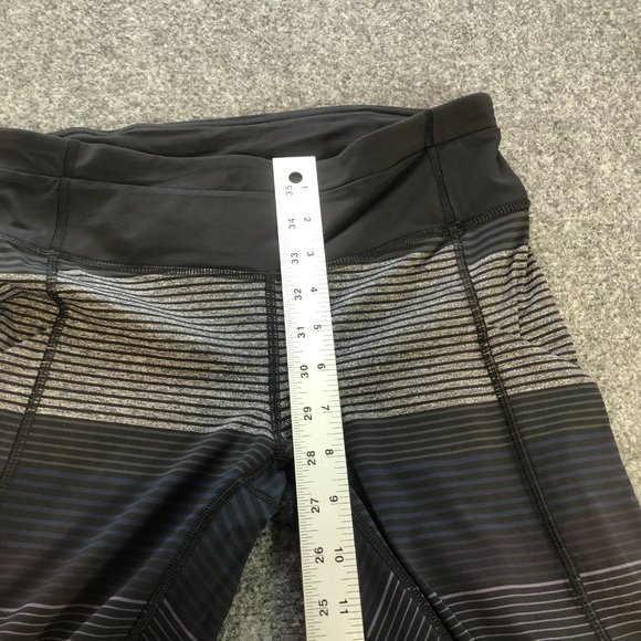 Lululemon Leggings Women 6 Black STriped Mid Rise Back Pocket Speed Up Tight 31" - Picture 6 of 11